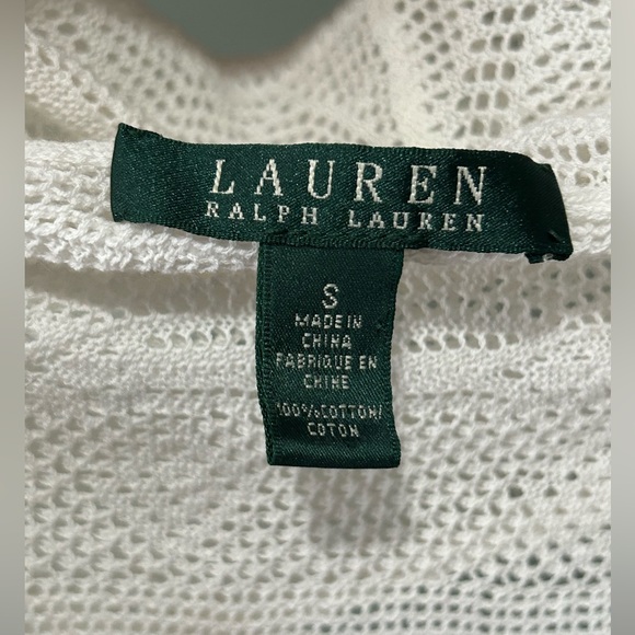 Ralph Lauren light weight white mesh like design cardigan top Sz S - Picture 6 of 7
